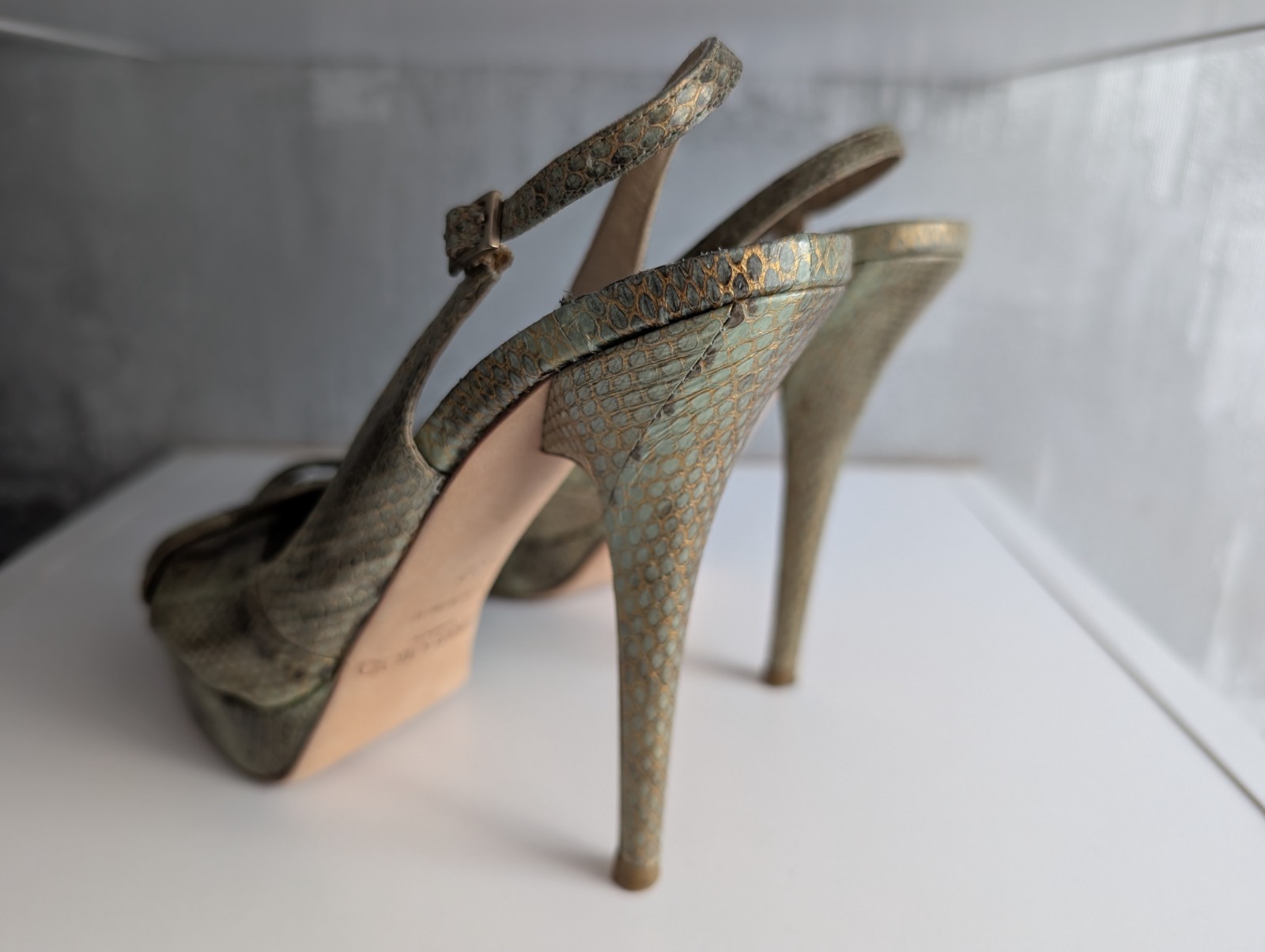 Jimmy Choo Multicolor Snakeskin Python Peep Toe S… - image 6