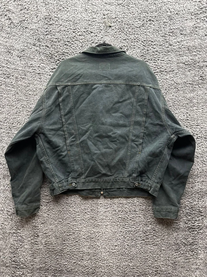 Chaqueta De Colección Años 80 90 Calvin Klein Denim Cuello Cremallera Completa Verde Para Hombre Talla XL Foto 2 de 4