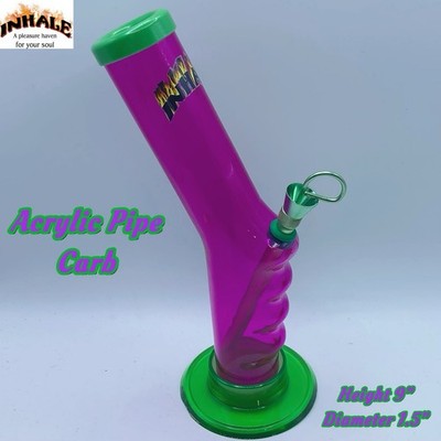 INHALE ️1.5x9'' GRIP ACRYLIC HOOKAH WATER PIPE W THUMB CARB MADE IN THE USA