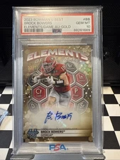 2023 BOWMAN UNIVERSITY BEST BROCK BOWERS ELEMENTS/ GAME GOLD /50 PSA 10 🔥🔥🔥