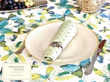 Butterfly Round Tablecloth 60 Aqua Blue Wipeable Acrylic Coated Stain Resistant