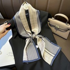 Double Side 100 Silk Long Scarf Women Men Vintage Neckerchief Tied 150 15cm