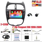 2+32GB Für Peugeot 206 1998-2009 Android 14 Apple Carplay 7"Autoradio GPS Navi