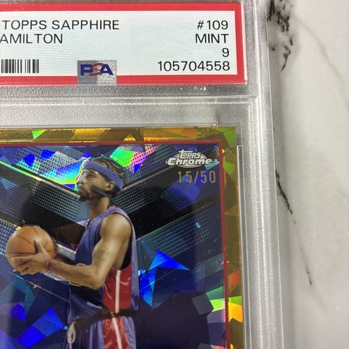 2023 Topps Chrome Sapphire Edition Gold Rip Hamilton /50 PSA 9 Pistons RARE - Picture 4 of 4