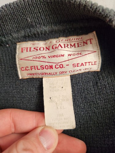 Vintage CC Filson Guide Heavy Wool Sweater Mens Sz Large Green Fisherman 701 USA - Picture 5 of 8