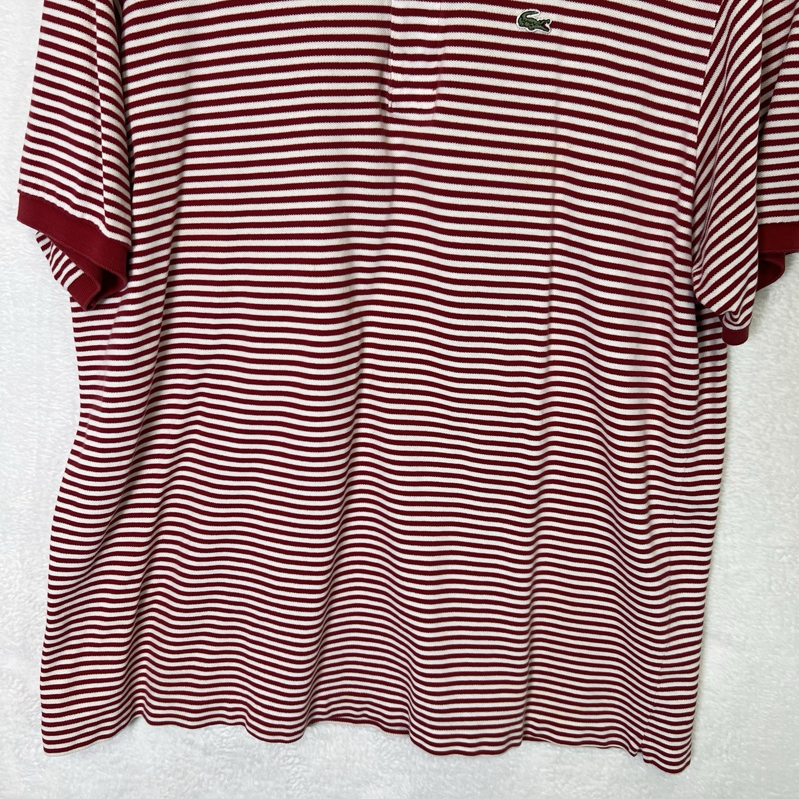 LACOSTE Polo Shirt Mens 8 US 2XL Red White Striped Short Sleeved Golf thumbnail 8