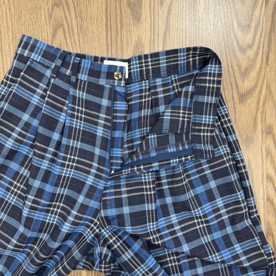 Pantalones Clones Clones Años 80 De Colección Para Mujer 12* Azul A Cuadros Plisado tiro Alto Grunge Punk Foto 3 de 4