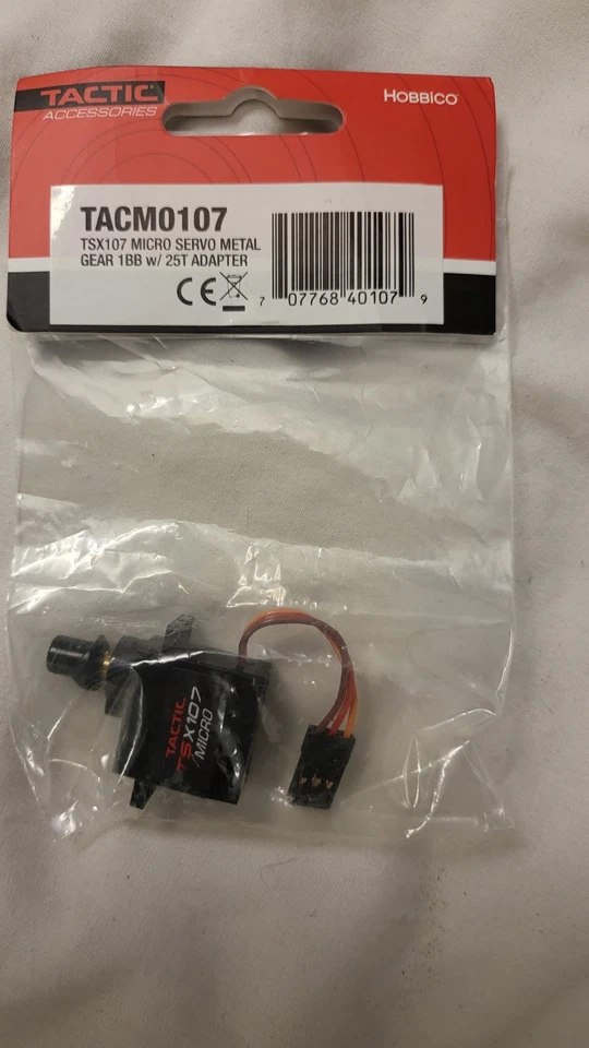 Tactic TSX107 Micro Servo Metal Gear 1BB w/ 25T Adapter TACM0107 - Image 2 of 3