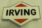 VINTAGE IRVING OIL GAS METAL CHROME BADGE EMBLEM ORNAMENT PLAQUE UNUSED NOS OEM