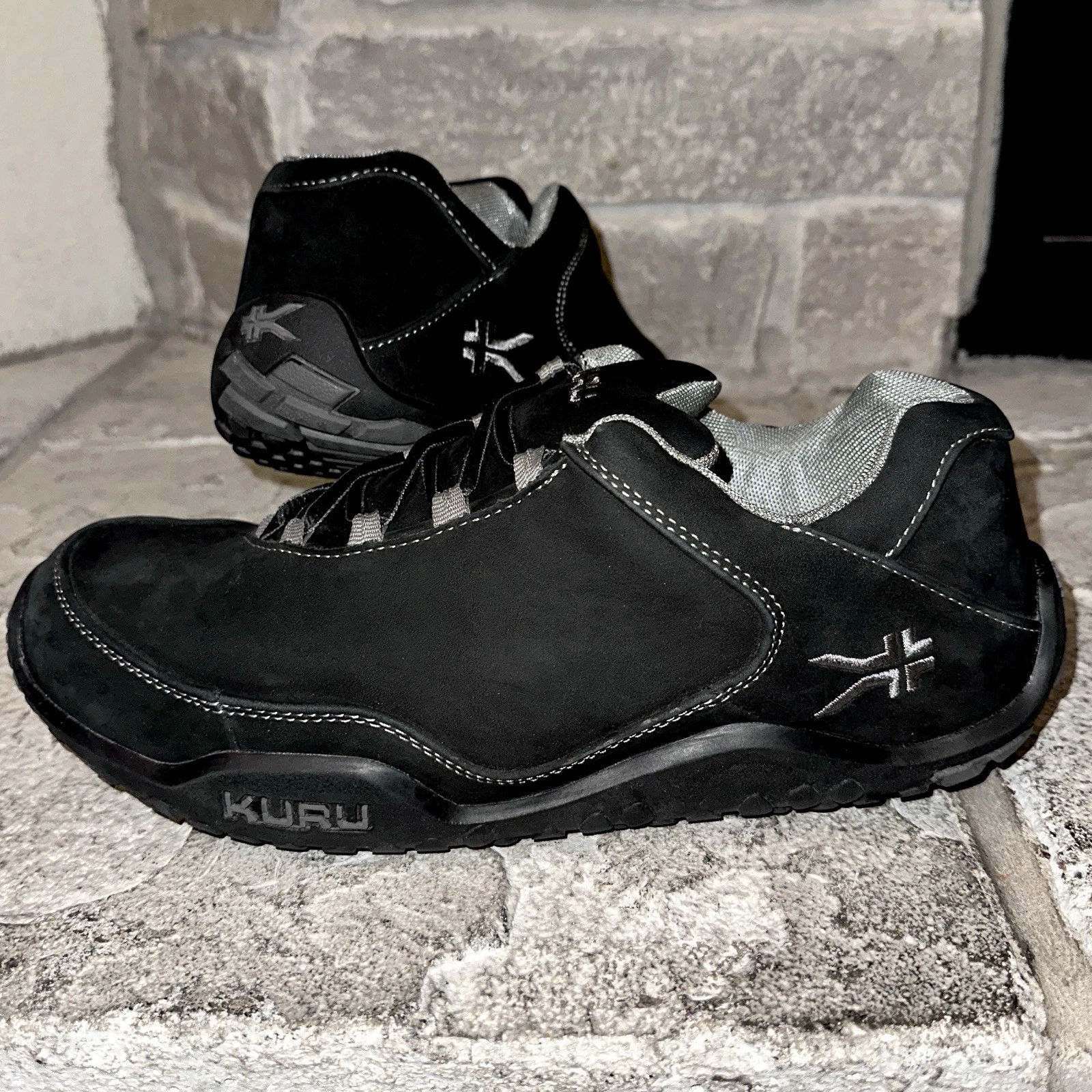 Kuru Chicane Wide Black Smokestack Leather Shoes Sneakers 10 EE Men 100609E100