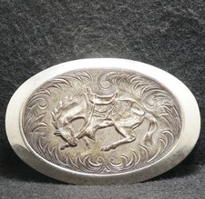 WI07126 VERY COOL VINTAGE 1970s HORSE BUCKING ANIMAL ARTWORK MEN BELT BUCKLE