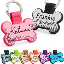 Personalized Dog Tag Silent Silicone Custom Engraved Pet ID Name Tag No Jingling