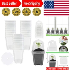 30PCS Clear Plant Nursery Pots with Humidity Dome - 3" Durable Plastic Garden...