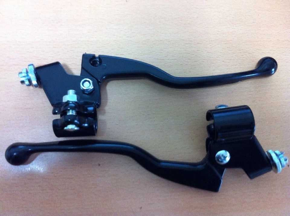 COPPIA COMANDI LEVE FRENO-FRIZIONE MOTO-ENDURO-CROSS-CICLOMOTORE D’EPOCA NERE