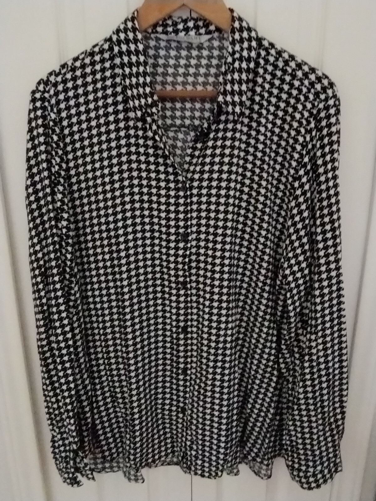 Houndstooth Button Down Blouse - image 1