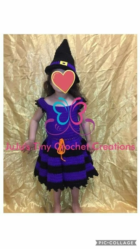 Вязаная ручной работы ребенка ясельного возраста ведьма костюм для Хэллоуина 3T/4T - Изображение 2 из 2