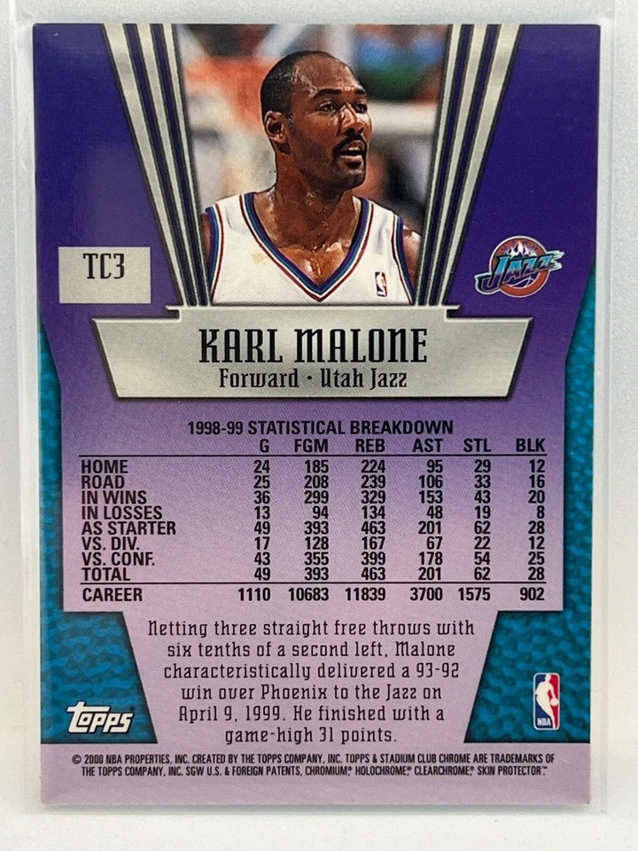 2000 topps TC3 Karl Malone Utah Jazz - Image 2 of 2