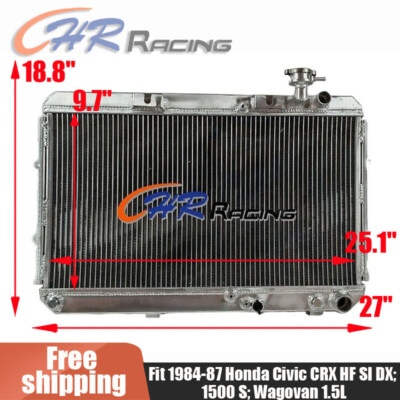 Aluminum Radiator Fit 1984-1987 Honda Civic CRX HF SI DX; 1500 S ...