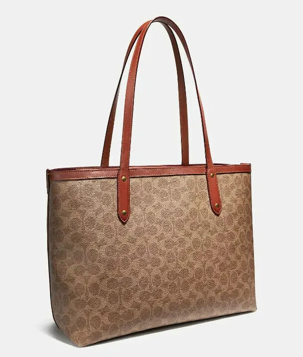 Coach Signature Chain C Tote Black Bag With Double Ended