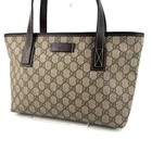 Sac bandoulière fourre tout Gucci GG cuir PVC suprême marron authentique #694