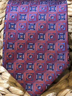 Altea Milano Pink Blue Geometric Squares Tie