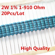 20Pcs 2W 2 Watt Metal Film Resistor ±1% 56 120 150 180 430 470 680 1-910 Ω Ohm