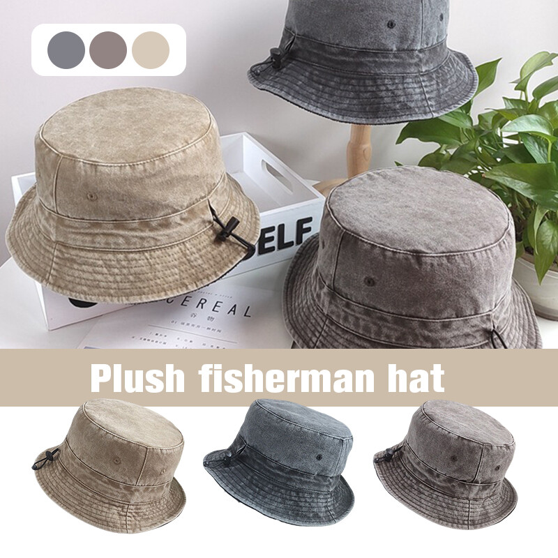 Unisex Winter Warm Bucket Cap Plush Lining Fisherman Hat for Large