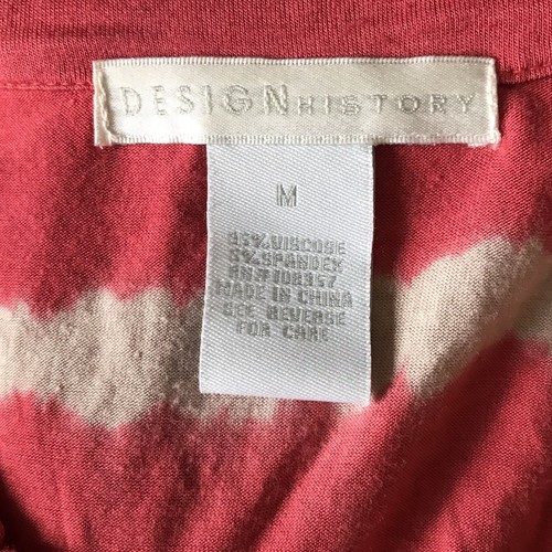 Design History V- Neck Shirt Blouse ~ Sz M ~ Coral & Cream ~ 3/4 Sleeve - Picture 4 of 4