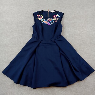 Ted Baker Dress Womens Size Blue Crew Neck Sleeveless Stretch - Main Image