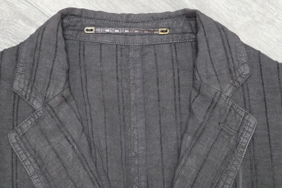 Z Zegna Hombres Blazer Abrigo Deportivo Chaqueta Informal Talla 52R Algodón Lino Gris Foto 4 de 4