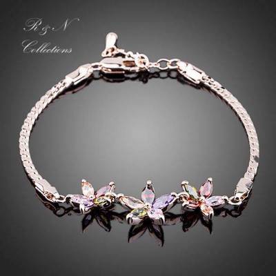 Multicolour Flower 18K Rose GP Made With SWAROVSKI Austrian Crystal Bracelet