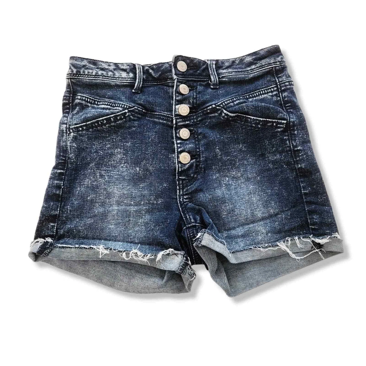 High waist acid wash shorts cheap