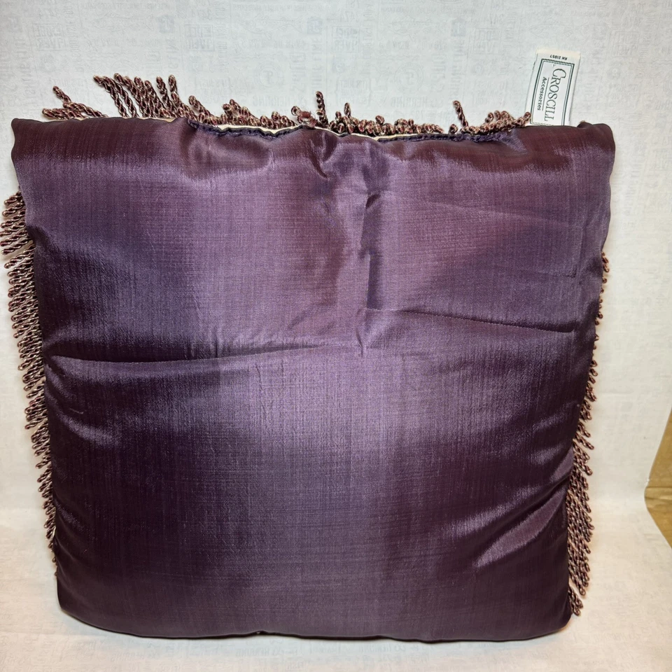 Croscill Chambord 2 Cassis Fringe Throw Pillows Amethyst Purple Damask Floral - Image 4 of 4