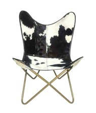 Silla Mariposa Vintage Cuero Vaca Plegable Sillón Asiento para Dormir Relax