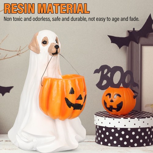 Adorable Halloween Ghost Dog Statue Resin Figurine For Halloween Party QH1 - Picture 7 of 23