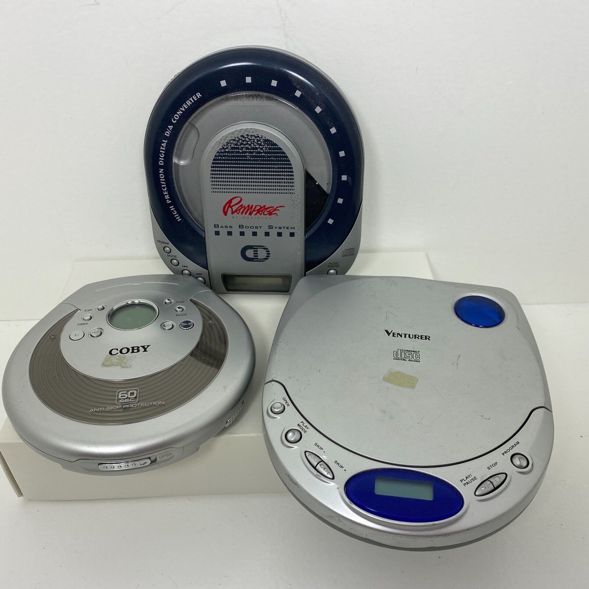 Lot of 3 Portable Cd Players Rampage Works Venturer No