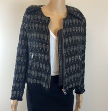 IRO Uma Black Tweed Metallic Knit Blazer Jacket Size 0/XS