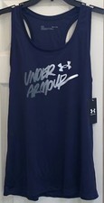 NWT Under Armour Velocity Gradient Wordmark Logo Women's Small Blue Tank Top