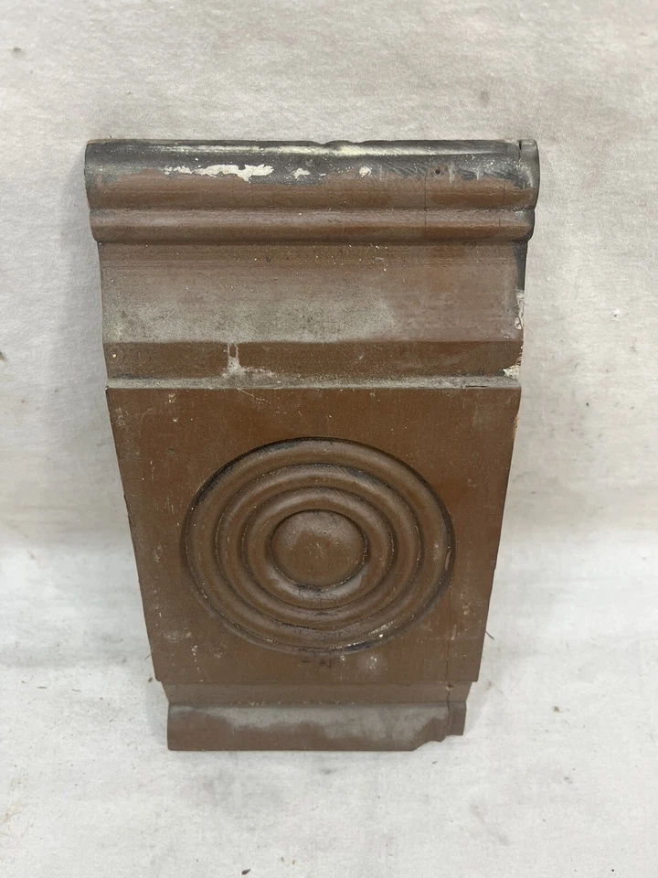 1800's Antique ROSETTE TRIM Plinth Block VICTORIAN Style Wood Bullseye ORNATE - Image 4 of 4