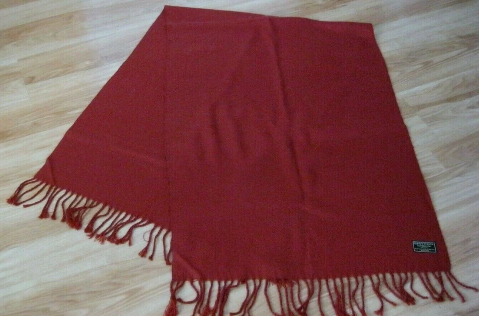 BIJOUX TERNER Cashmere Feel Red-Brown Acrylic Scarf Wrap Tassels 26" x 72" - Image 3 of 4