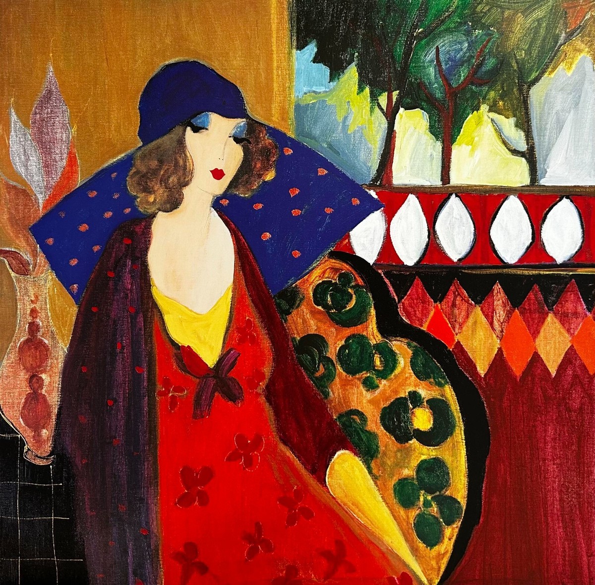 Tarkay Indigo Chapeau Signed Seriolithograph Plate Signed Unframed