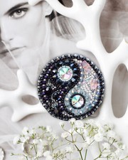 DIY Jewelry making kit "Balance", Seed beaded brooch, Bead Embroidery Kit