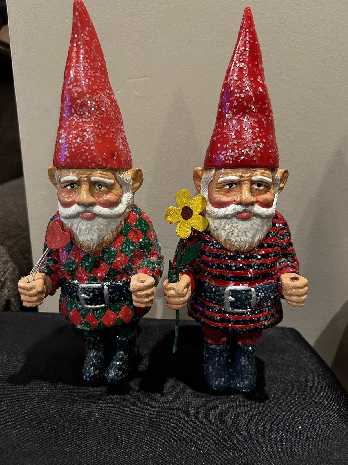 2 Decorative Holiday Sparkling Gnomes - 10 Inch