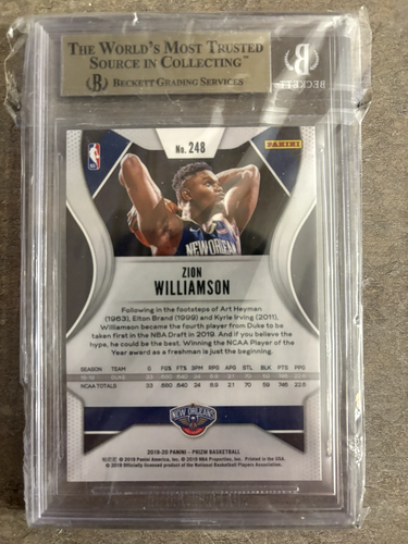 2019-20 Prizm Zion Williamson Rookie #248 BGS 9.5 Gem Mint Pelicans - Picture 2 of 2