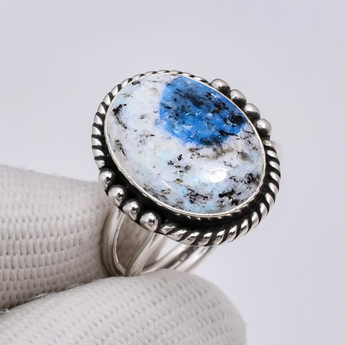 k 2 Blue Azurite Gemstone 925 Sterling Silver Jewelry Ring All Size, Boho Ring - Picture 2 of 4