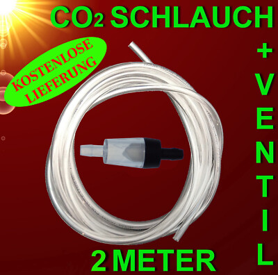   2 m CO2 SCHLAUCH 6/4mm   VENTIL   Aquarium Zubehör Hochdruck Luftschlauch
