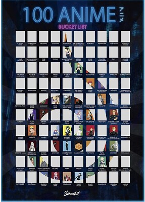 Scrachit Top 100 Anime Scratch Off Poster 23 x 17 inch poster BRAND NEW Bucket 