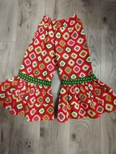 Jelly The Pug Christmas Ornament Pants Ruffle Flare Cotton Girl's Size 4