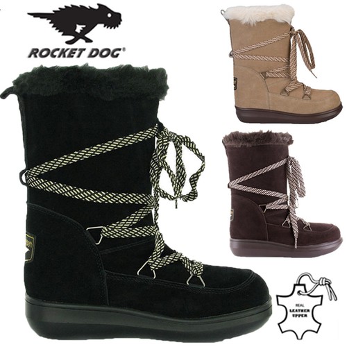 LADIES ROCKET DOG BOOTS LEATHER FUR LINED WINTER SNOW WARM WALKING