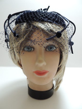Vtg 1950s Original Fascinator Ring Net Trim Woman's Black Hat MINT Spectacular 